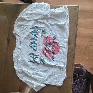 Def Leppard White Crop Shirt